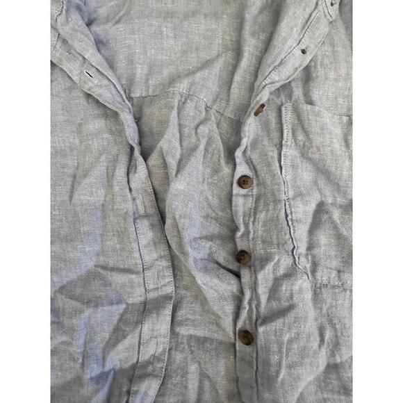 JONES NEW YORK Womens 1X Light Blue Linen Button Up Two Pockets Collared - Picture 6 of 6